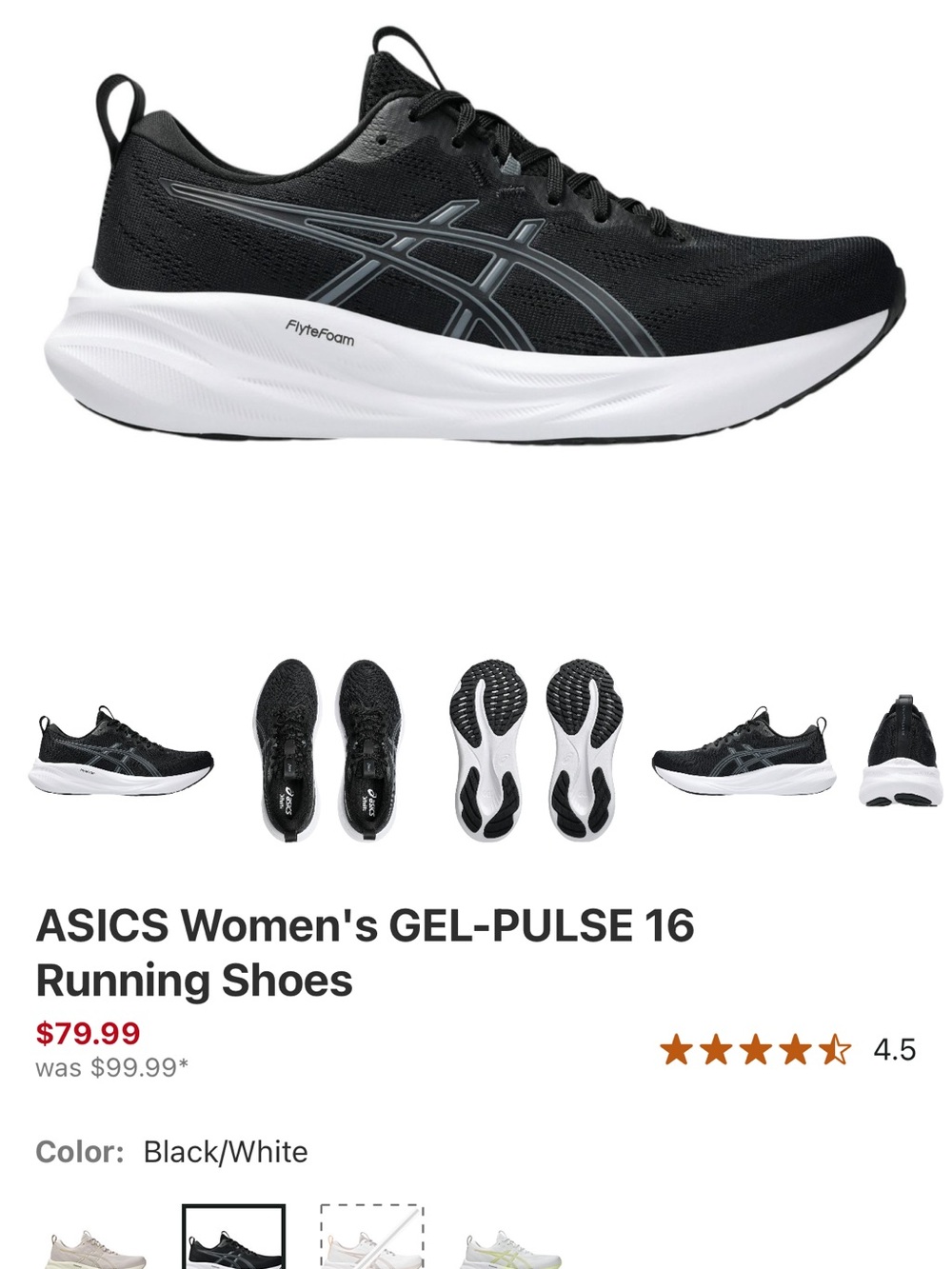 ASICS Women's GEL-PULSE 16 Running Shoes - Black/White